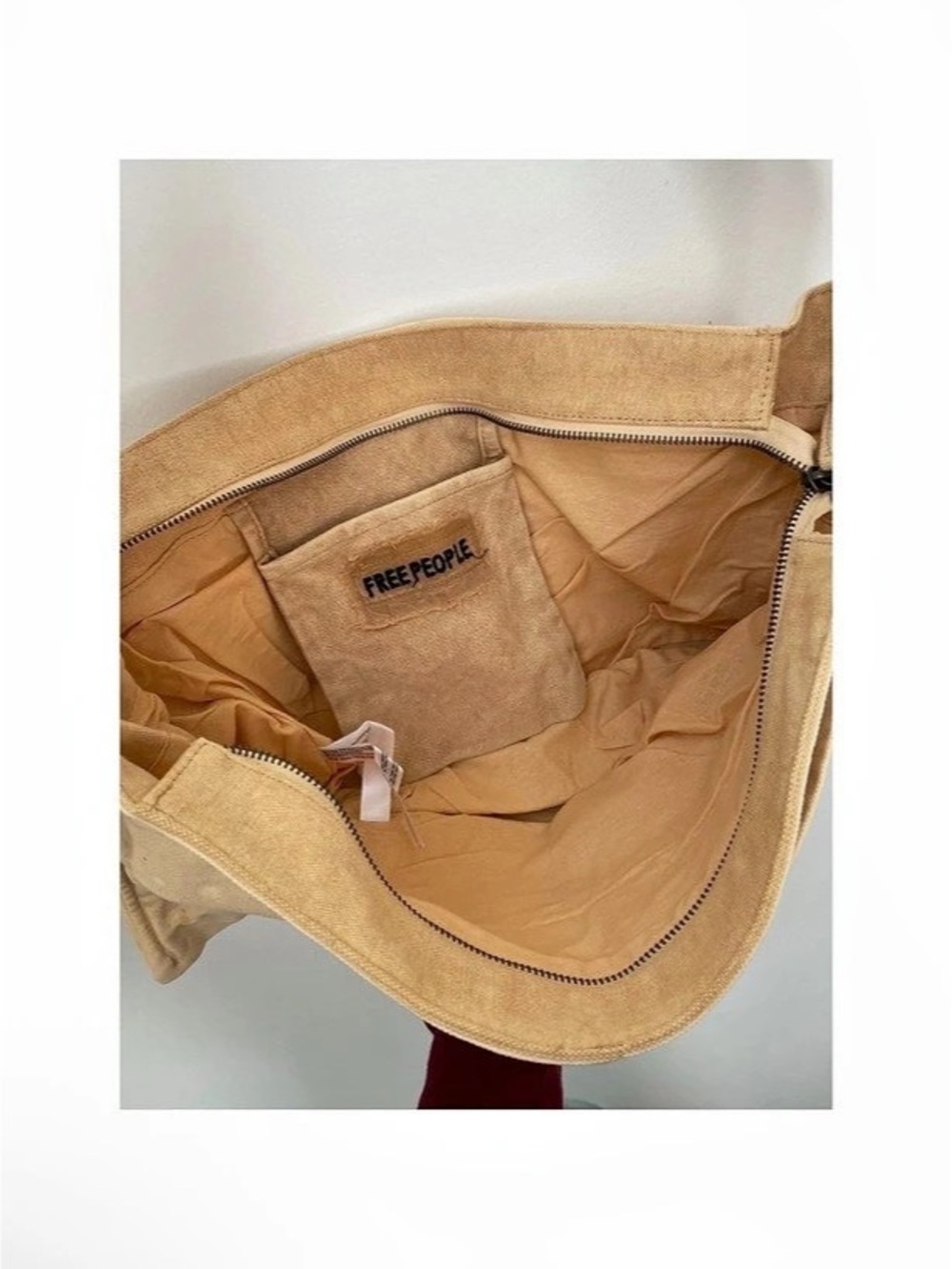 New Free People Camp Crush Sling Bag Yellow Canvas Tote Crossbody Adjustable Str - Picture 4 of 8